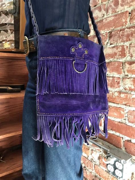 vintage suede purse with fringe